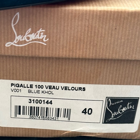 Christian Louboutin Pigalle 100 Veau Velours heels in rare Blue Kohl w/tips box - Picture 8 of 13